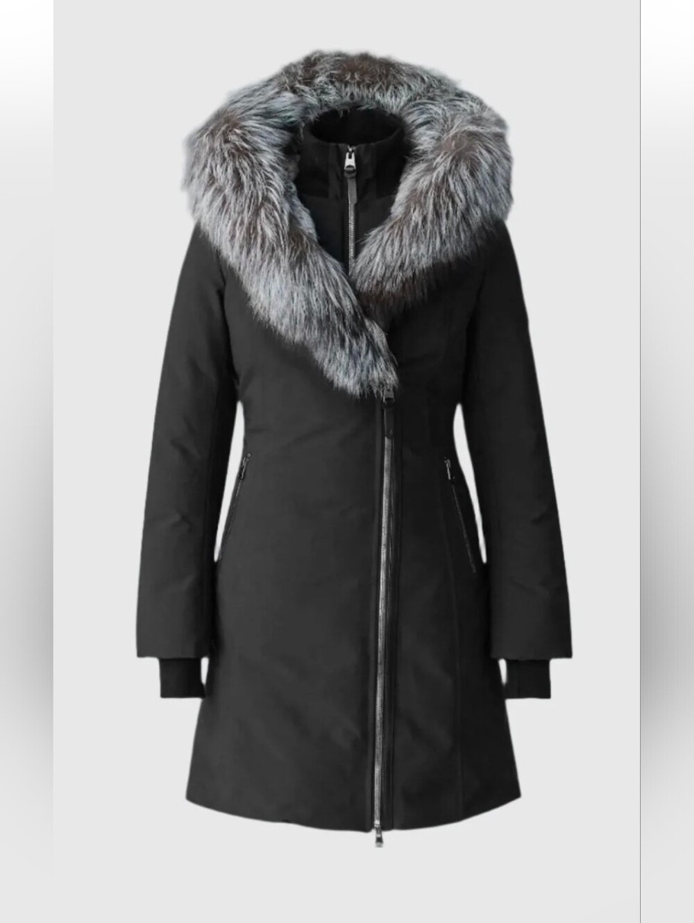 Mackage Black Puffer Parka with Fur-Trim Hood Medium - Picture 5 of 5